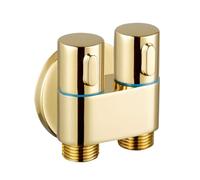 Válvula triangular de latón dorado, G1/2", control dual, 1 entrada y 2 salidas, mini válvula de cierre de apertura rápida for baño