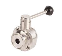 Válvula triple de mariposa de acero inoxidable Válvula de abrazadera sanitaria de conexión rápida de primera calidad para industrias farmacéuticas, químicas, lácteas, bebidas, (Diámetro exterior 25