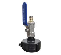 Válvulas de acero con boquilla de cobre IBC S60 * 6 Adaptador de válvula de tanque de agua con rosca exterior sobresaliente Junta de tubería de agua for riego de jardín 1 juego 3 piezas(DN20 25mm)