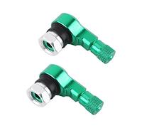Válvulas de Llantas, 2 Piezas 11.3 mm Motocicletas universales Ruedas de Aluminio Válvulas de Llantas Cápsulas 90 Grados (Extensiones de vástagos de válvulas)(Green)
