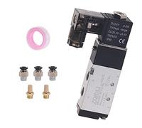 Válvulas mecánicas manuales y neumáticas 4V110-06 Válvula Solenoide de 5/2 Vías Puerto 1/8" DC12V/24V AC110V/220V Kit(W 8mm Fitting,AC220V)