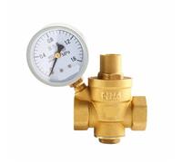 Válvulas reductoras y reductoras de presión de agua de latón, DN15 DN25, 1/2" 3/4", válvulas de alivio ajustables con manómetro Para compresores y herramientas neumáticas(DN25,No pressure gauge)