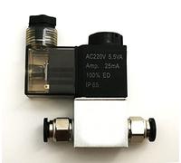 Válvulas solenoides de aire 2V025-08 2 posiciones 2 puertos 1/4 "válvula solenoide neumática normalmente cerrada 12V 24V 110V 220V(With-8mm-Fitting,AC220V)