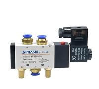 Válvulas solenoides Válvula de control gas y aire 3/8 "BSP 2 posiciones 5 puertos 2/5 vías 4V310-10 voltios bobina 12V 24V 110V 220V(Valve Fitting 10mm,AC110V)