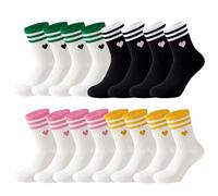 Valyrane 8 Pares Calcetines Deportivos Mujer 39-42 con Corazones, Calcetines Largos y Altos para Senderismo, Tenis y Gimnasio