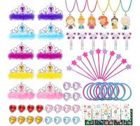 vamei 80 Piezas Regalos Cumpleaños Niña con Corona Princesa Tiara Varita Mágica Pinzas Pelo Anillos Pulseras Collar Tatuajes Accesorios Princesa Relleno Piñata Detalles Cumpleaños para Infantil