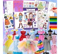 vamei Diseña la Moda Niñas, Juegos Regalos Niñas 7 8 9 10 11 12 años, Kit Costura Fashion Designer Studio con Telas, Maniquíes & Lápices, Estudio de Moda Manualidades Juguetes para Niñas