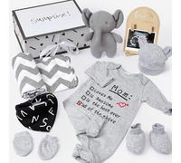 vamei Pack Bebe Recien Nacido Niño Niña, Canastilla 10 Piezas con Body Gorro Juguete Manta Muselina, Regalo para Baby Shower, Cesta Completa, Set Primera Puesta