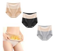 VAMELO Ropa interior térmica de algodón de cintura alta para mujer, bragas de cobertura completa para mujer, 3 unidades-A., Large