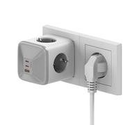 VAMODI Cubo Enchufe USB C PD33W 7 en 1, Ladron Enchufes con 4 Tomas Regleta Cubo 1 USB A y 2 USB C, Enchufe Multiple Pared Cargador Rápido, Enchufe USB para Oficina, Cocina y Habitación, Blanco Puro