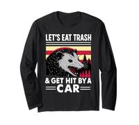 Vamos a Comer Basura ser golpeado por un Coche Divertido zarigüeya Vintage Retro Manga Larga