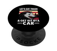 Vamos a Comer Basura ser golpeado por un Coche Divertido zarigüeya Vintage Retro PopSockets PopGrip Adhesivo