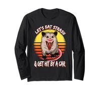 Vamos a comer basura y conseguir golpeado por un coche Retro Vintage Possum Manga Larga