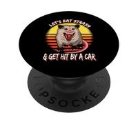 Vamos a comer basura y conseguir golpeado por un coche Retro Vintage Possum PopSockets PopGrip Adhesivo