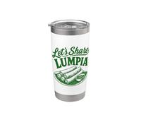 Vamos a compartir Lumpia Filipino Food Lover Vintage Graphic Art Vaso térmico de acero inoxidable de doble pared