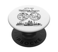 Vamos a Dar la Vuelta al Mundo Vintage Travel Art 2 Shapes Mania PopSockets PopGrip Adhesivo