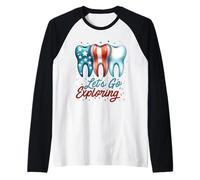 ¡Vamos a explorar! Dentista Aventura Dientes del 4 de julio Camiseta Manga Raglan