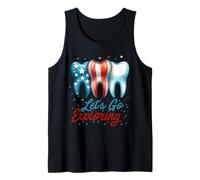 ¡Vamos a explorar! Dentista Aventura Dientes del 4 de julio Camiseta sin Mangas