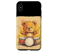 Vamos a Jam con este oso de peluche mecedora en tambores Carcasa para iPhone XS Max
