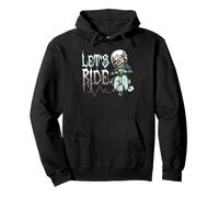 Vamos a Montar Halloween Scooter Esqueleto Retro Vibes Art Sudadera con Capucha