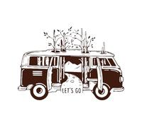 Vamos a surfear Furgoneta Coche Vehículo Sala de juegos Surf Verano Playa Furgoneta Coche Calcomanías de letras 64x91.8cm No se cae Café