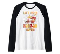 Vamos a Ver películas de Terror Halloween Funny Ghost Skeleton Camiseta Manga Raglan