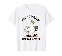 Vamos a Ver películas de Terror Silly Funny Goose Camiseta gráfica económica, Hombre, Blanco, S
