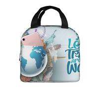 Vamos A Viajar Alrededor Del Mundo Bolsa Merienda Impermeable Bolsa Nevera Aislante Bolsas Nevera Para Compras Hombre Aire Libre 22X20X13Cm