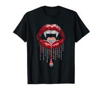 Vampire Lips Fangs LGBTQ Pride Rainbow Heart Halloween Camiseta