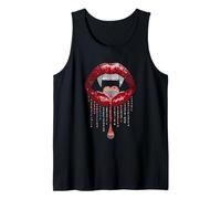 Vampire Lips Fangs LGBTQ Pride Rainbow Heart Halloween Camiseta sin Mangas