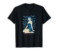 Vampire Pinup Girl Retro Gótico Halloween Sexy Diseño Espeluznante Camiseta