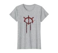 Vampire: The Masquerade Bloodlines 2 Icono Rojo Camiseta, Mujer, Gris Jaspeado, XS