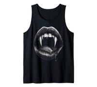 Vampiro Colmillos Dientes Labios Espeluznante Disfraz de Halloween Camiseta sin Mangas