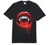Vampiro Colmillos Dientes Labios Rojos Espeluznante Disfraz de Halloween Comfort Colors Adult Heavyweight T-Shirt