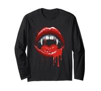Vampiro Colmillos Dientes Labios Rojos Espeluznante Disfraz de Halloween Manga Larga