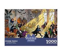 Vampiros del Castillo de Transilvania Puzzle De Madera Impermeable DIY Puzzles De 1000 Piezas Regalos para Adultos Colorido Rompecabezas Decoración del Hogar