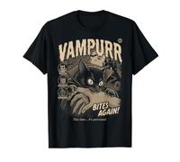 Vampurr Bites Again - Divertida espátula para Halloween, Gato Vampiro Camiseta gráfica económica, Hombre, Negro, M