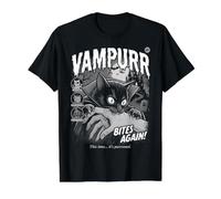 Vampurr Bites Again - Divertida espátula para Halloween, Gato Vampiro Camiseta gráfica económica, Hombre, Negro, M
