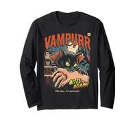 Vampurr Bites Again - Divertida espátula para Halloween, Gato Vampiro Manga Larga