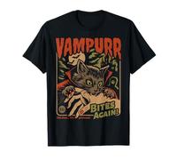Vampurr Bites Again! Funny Cat Halloween Vintage Graphic Camiseta