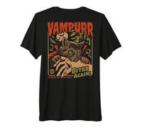 Vampurr Bites Again! Funny Cat Halloween Vintage Graphic Camiseta Premium