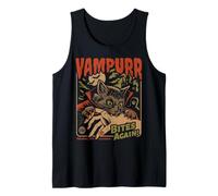 Vampurr Bites Again! Funny Cat Halloween Vintage Graphic Camiseta sin Mangas