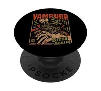 Vampurr Bites Again! Funny Cat Halloween Vintage Graphic PopSockets PopGrip Adhesivo
