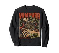 Vampurr Bites Again! Funny Cat Halloween Vintage Graphic Sudadera