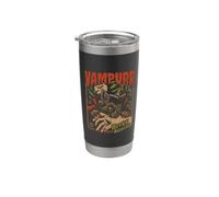 Vampurr Bites Again! Funny Cat Halloween Vintage Graphic Vaso térmico de acero inoxidable de doble pared