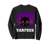 Vampurr Divertido Halloween Vampiro Negro Gato Con Colmillos Sudadera