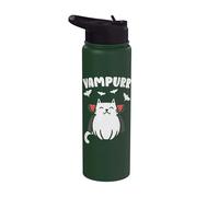 Vampurr Lindo Adorable Gato Amantes Vampiro Halloween Stainless Steel Insulated Water Bottle