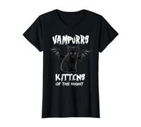 Vampurrs Kittens of The Night Funny Kitten Cat Lovers Camiseta gráfica económica, Mujer, Negro, S