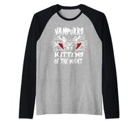 Vampurrs Kittens of The Night Funny Kitten Cat Lovers Camiseta Manga Raglan