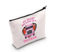 VAMSII Cool Truckers Wife Gift My Heart Belongs To A Trucker - Bolsa de maquillaje para camionero o chofer, bolsa de cosméticos, regalo para novia, Heart Belongs To A Trucker M, Portátil